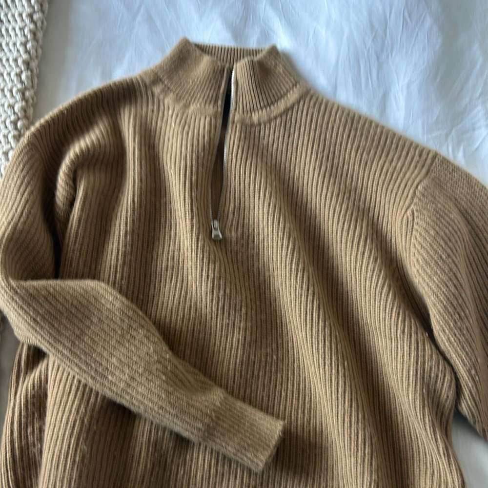 Jenni Kayne cashmere half zip sweater - camel - size M